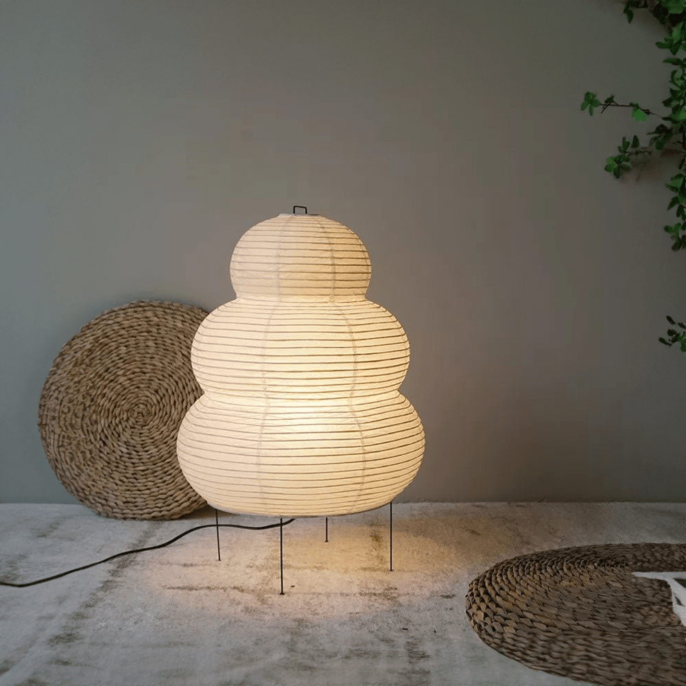 Floor Lamp Rice Paper Shade White Tripod Stand Adjustable Indoor Lighting