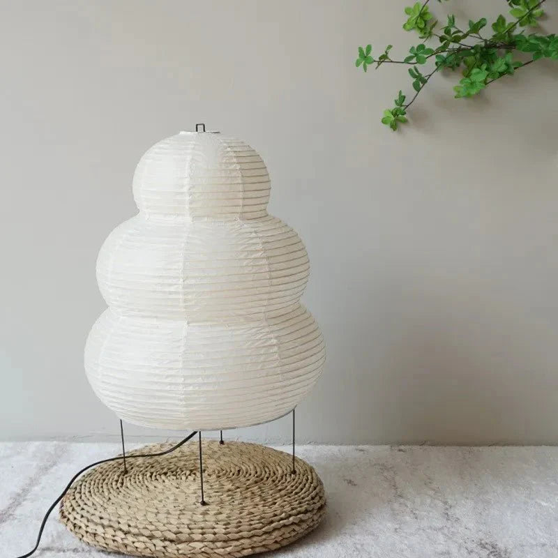 Floor Lamp Rice Paper Shade White Tripod Stand Adjustable Indoor Lighting