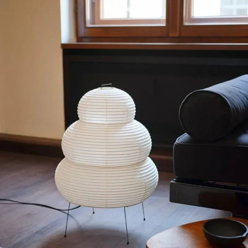Floor Lamp Rice Paper Shade White Tripod Stand Adjustable Indoor Lighting