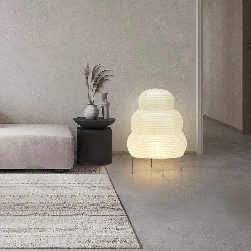 Floor Lamp Rice Paper Shade White Tripod Stand Adjustable Indoor Lighting