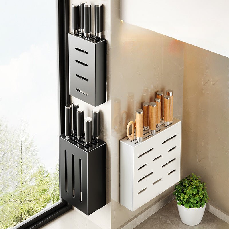 Wall-Mounted Knife Holder for Kitchen Organization - No-Drill Adhesive Knife Storage