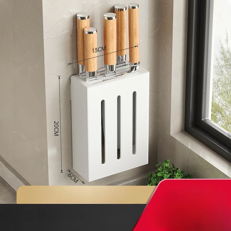 Wall-Mounted Knife Holder for Kitchen Organization - No-Drill Adhesive Knife Storage