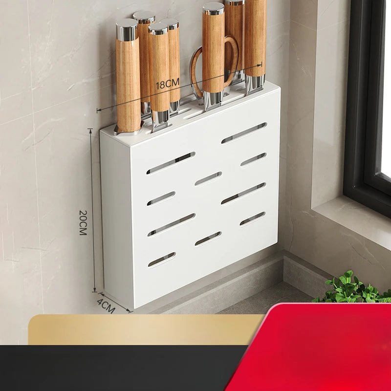 Wall-Mounted Knife Holder for Kitchen Organization - No-Drill Adhesive Knife Storage