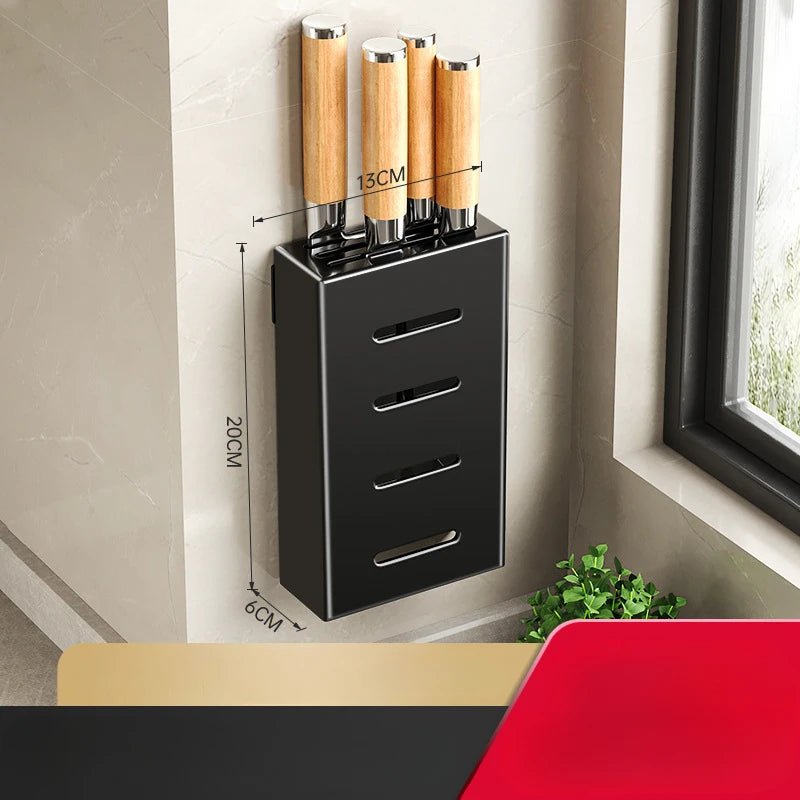 Wall-Mounted Knife Holder for Kitchen Organization - No-Drill Adhesive Knife Storage