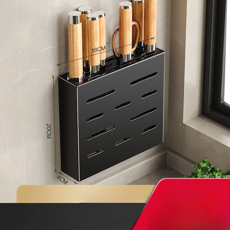 Wall-Mounted Knife Holder for Kitchen Organization - No-Drill Adhesive Knife Storage