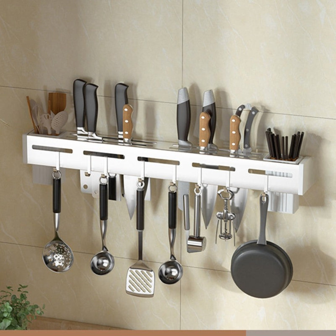 Wall-Mounted Stainless Steel Knife Holder – Space-Saving Kitchen Organizer for Efficient Storage
