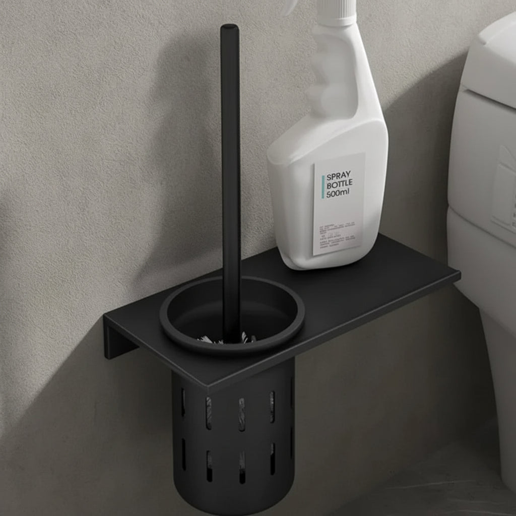 Toilet Brush and Holder Set, Aluminum, Wall Mounted, Multiple Colors