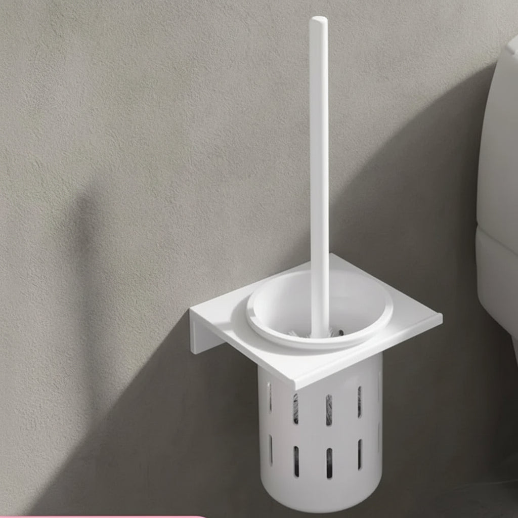 Toilet Brush and Holder Set, Aluminum, Wall Mounted, Multiple Colors