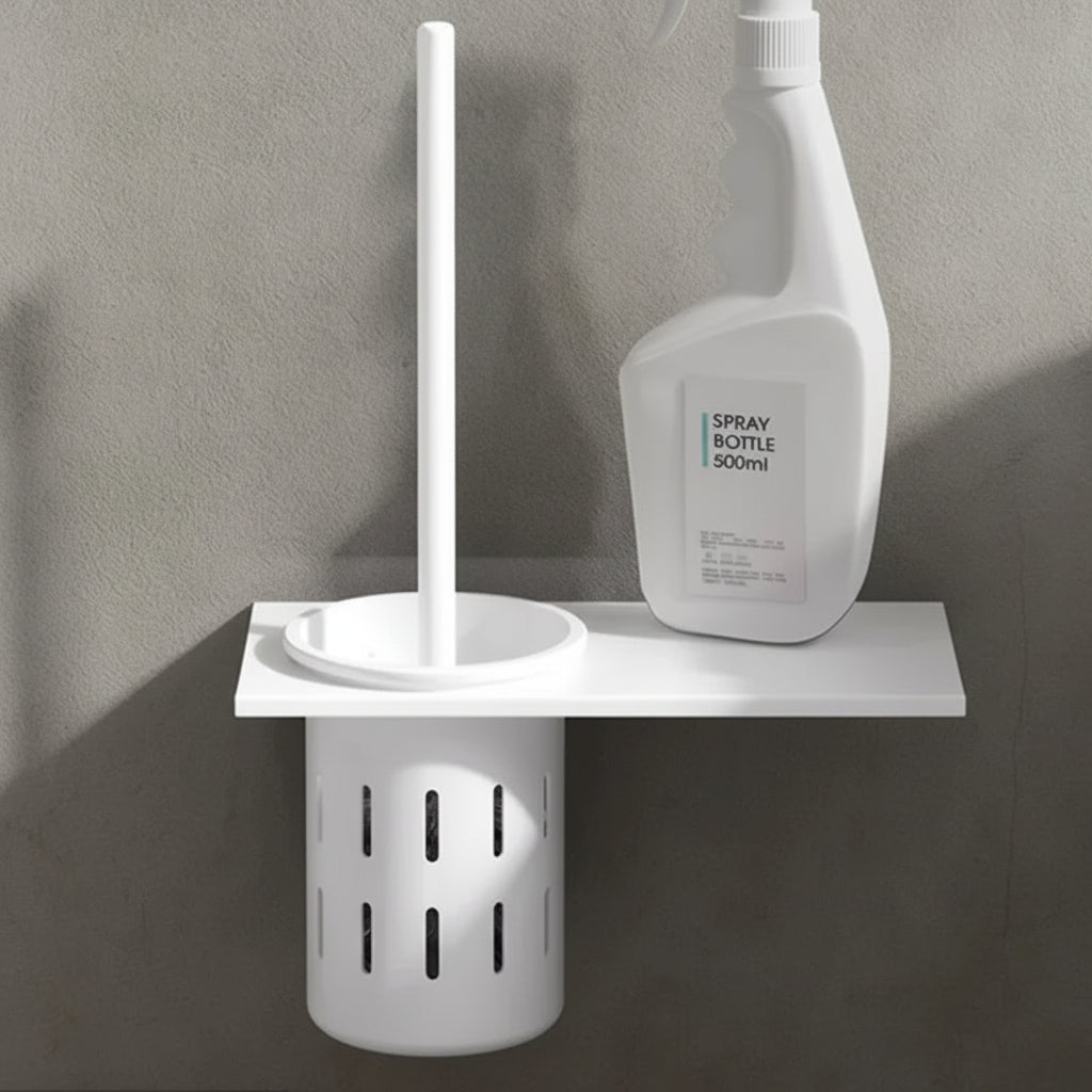 Toilet Brush and Holder Set, Aluminum, Wall Mounted, Multiple Colors