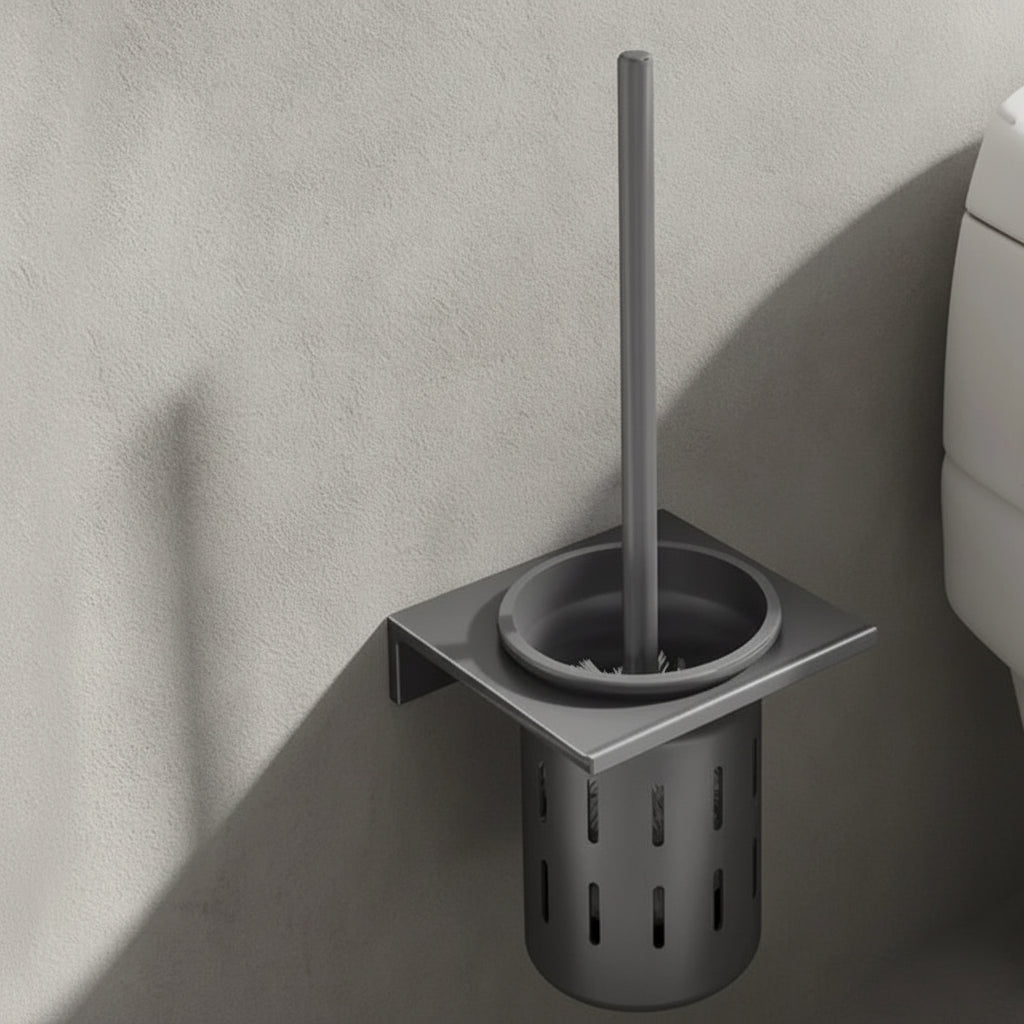 Toilet Brush and Holder Set, Aluminum, Wall Mounted, Multiple Colors