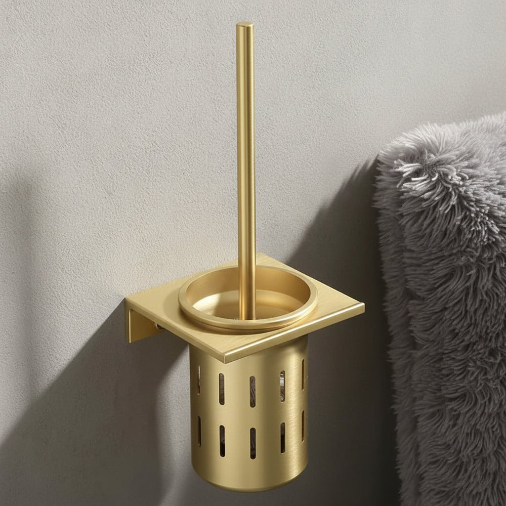Toilet Brush and Holder Set, Aluminum, Wall Mounted, Multiple Colors