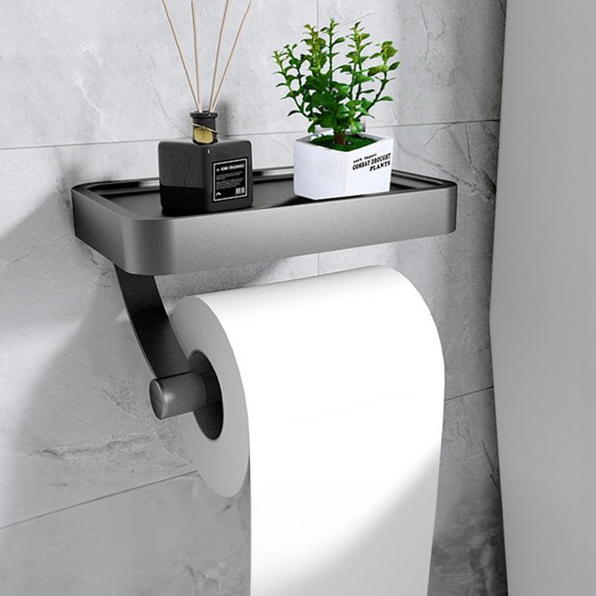 Wall-Mounted Toilet Paper Holder with Storage – Adjustable Space-Saving Bathroom Rack