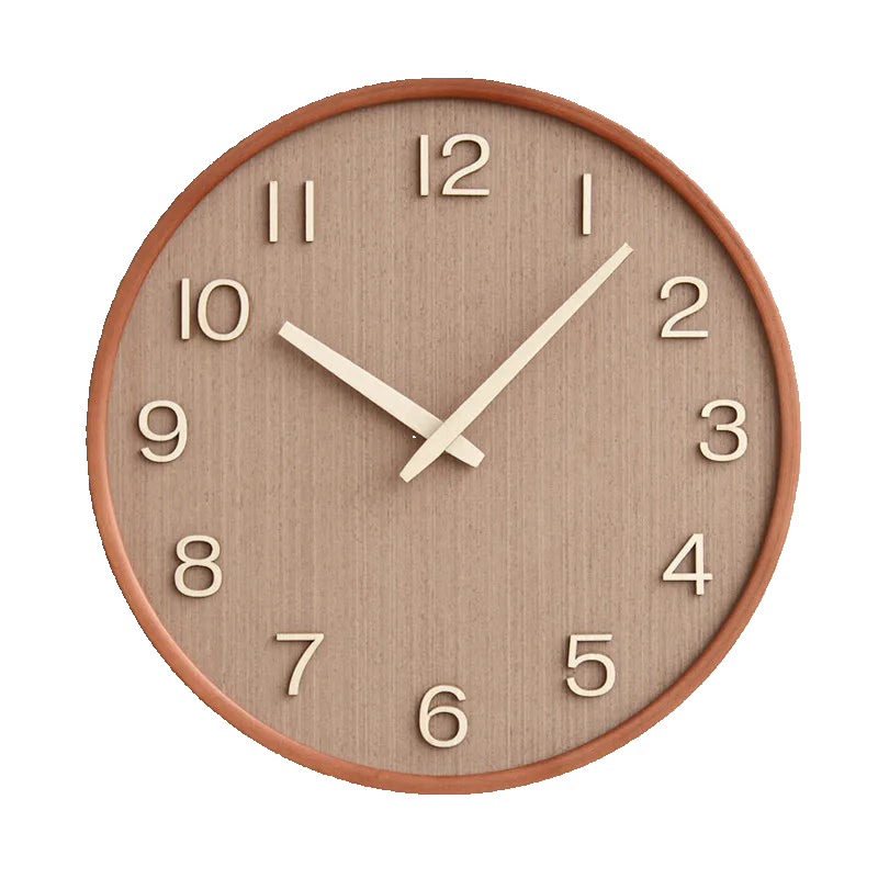 Wall Clock 30 cm Quartz Battery Operated Wood Walnut Oak