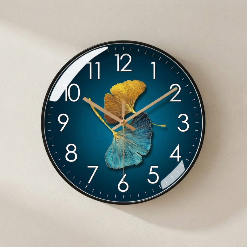 Wall Clock Floral Design Silent Movement Battery Operated