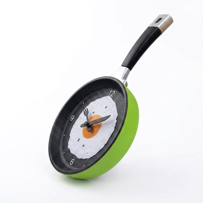 Wall Clock Fried Egg Pan Design Silicone Resin