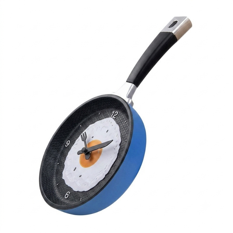 Wall Clock Fried Egg Pan Design Silicone Resin