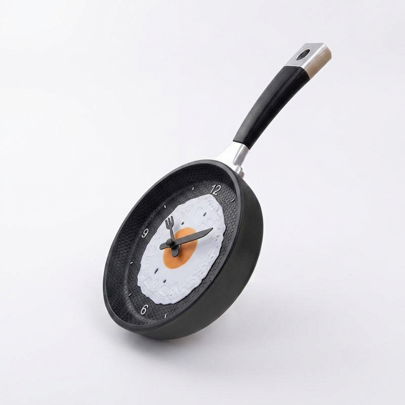 Wall Clock Fried Egg Pan Design Silicone Resin
