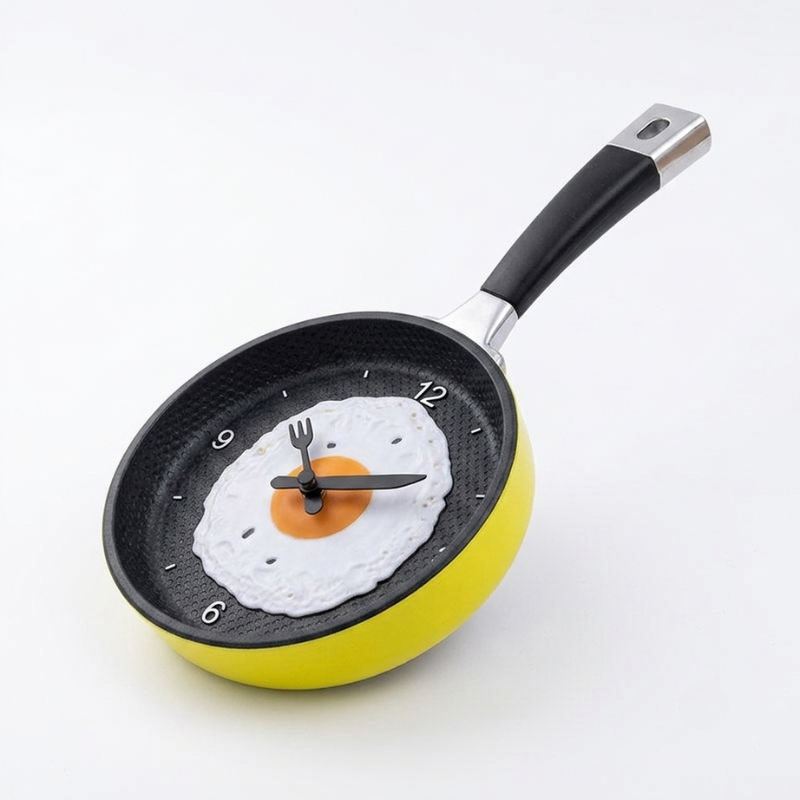 Wall Clock Fried Egg Pan Design Silicone Resin