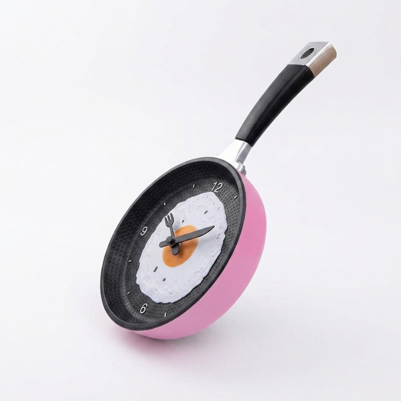 Wall Clock Fried Egg Pan Design Silicone Resin