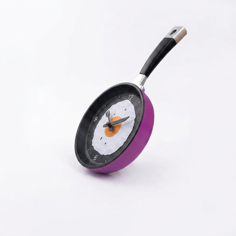 Wall Clock Fried Egg Pan Design Silicone Resin