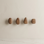 Wall Hooks Wood Pebble Shape Wall Mounted Set of 4