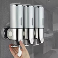 Wall Mounted Soap Dispenser Set - 3 Chamber Hand Soap and Shampoo Storage, Modern Design for Kitchen and Bathroom
