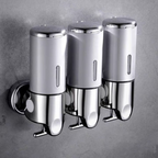 Wall Mounted Soap Dispenser Set - 3 Chamber Hand Soap and Shampoo Storage, Modern Design for Kitchen and Bathroom