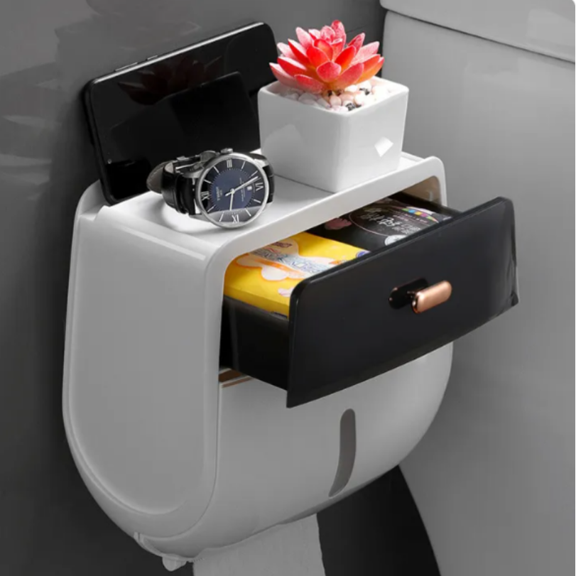 Wall Mounted Tissue Box Holder Waterproof Plastic Space Saving Design