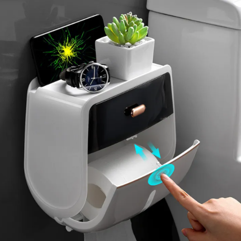 Wall Mounted Tissue Box Holder Waterproof Plastic Space Saving Design