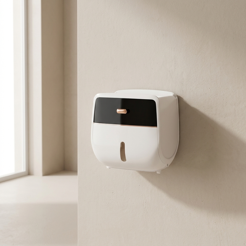 Wall Mounted Tissue Box Holder Waterproof Plastic Space Saving Design