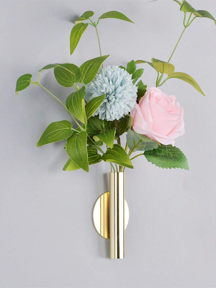Wall Mounted Flower Tube Vase, Geometric Design, Minimalist Indoor Decor