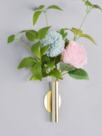 Wall Mounted Flower Tube Vase, Geometric Design, Minimalist Indoor Decor