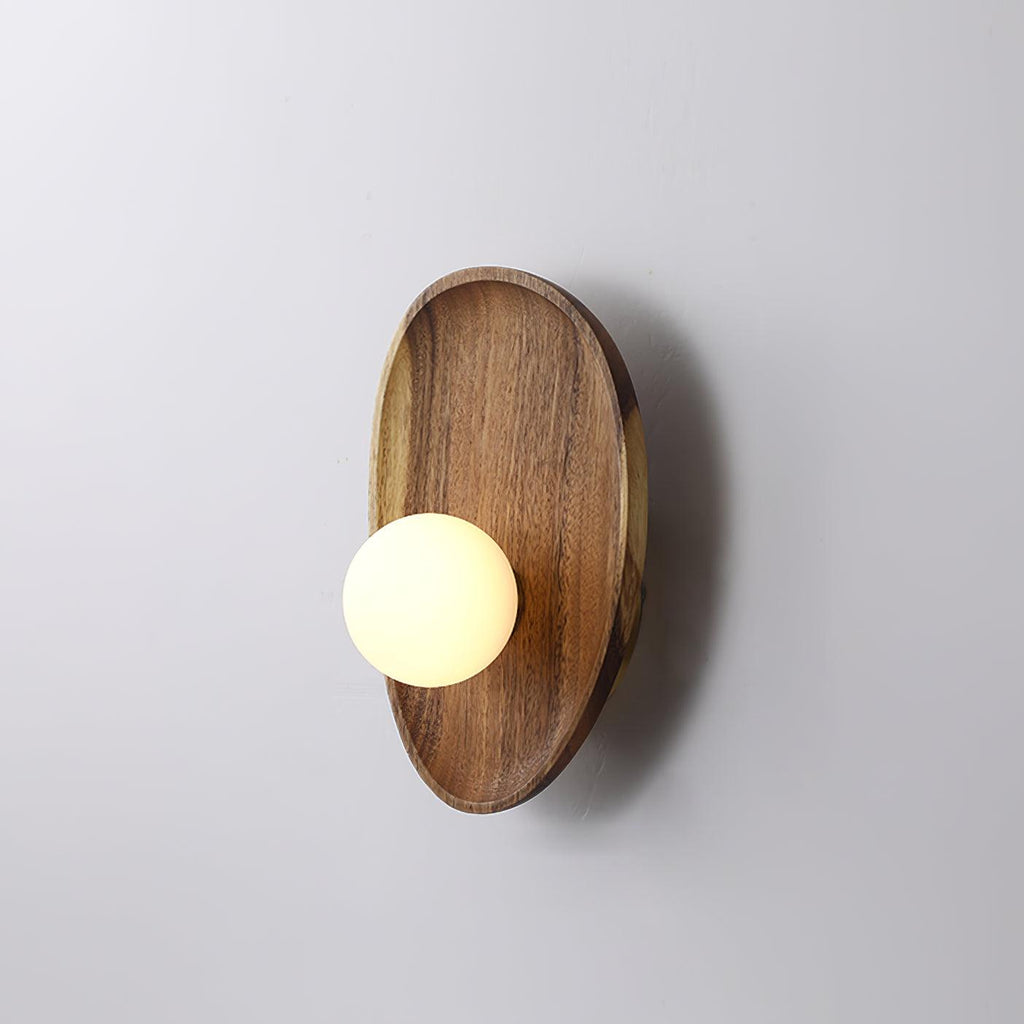 Wall Sconce Wood Glass Walnut Finish IP20 Indoor Decorative Light Fixture