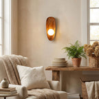 Wall Sconce Wood Glass Walnut Finish IP20 Indoor Decorative Light Fixture