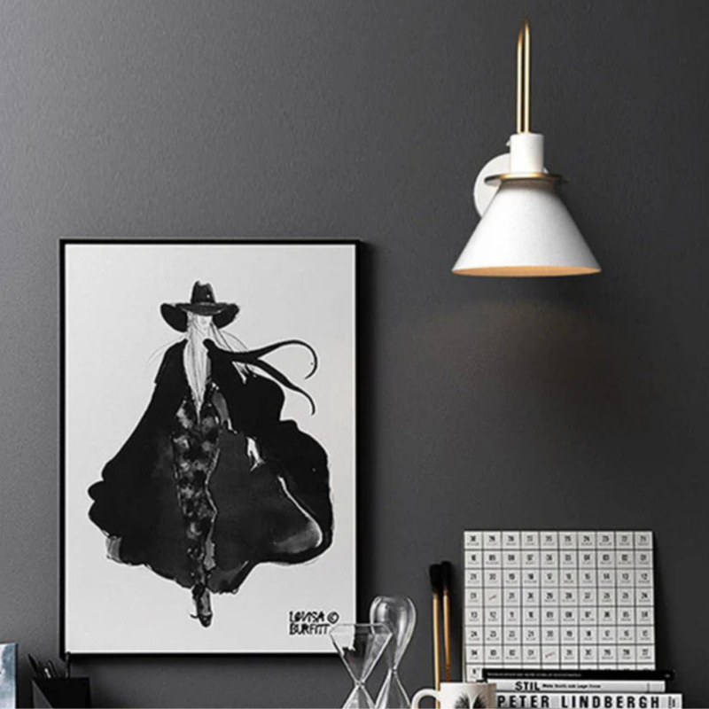 Wall Sconce Cone Shade Hardwired Light Fixture