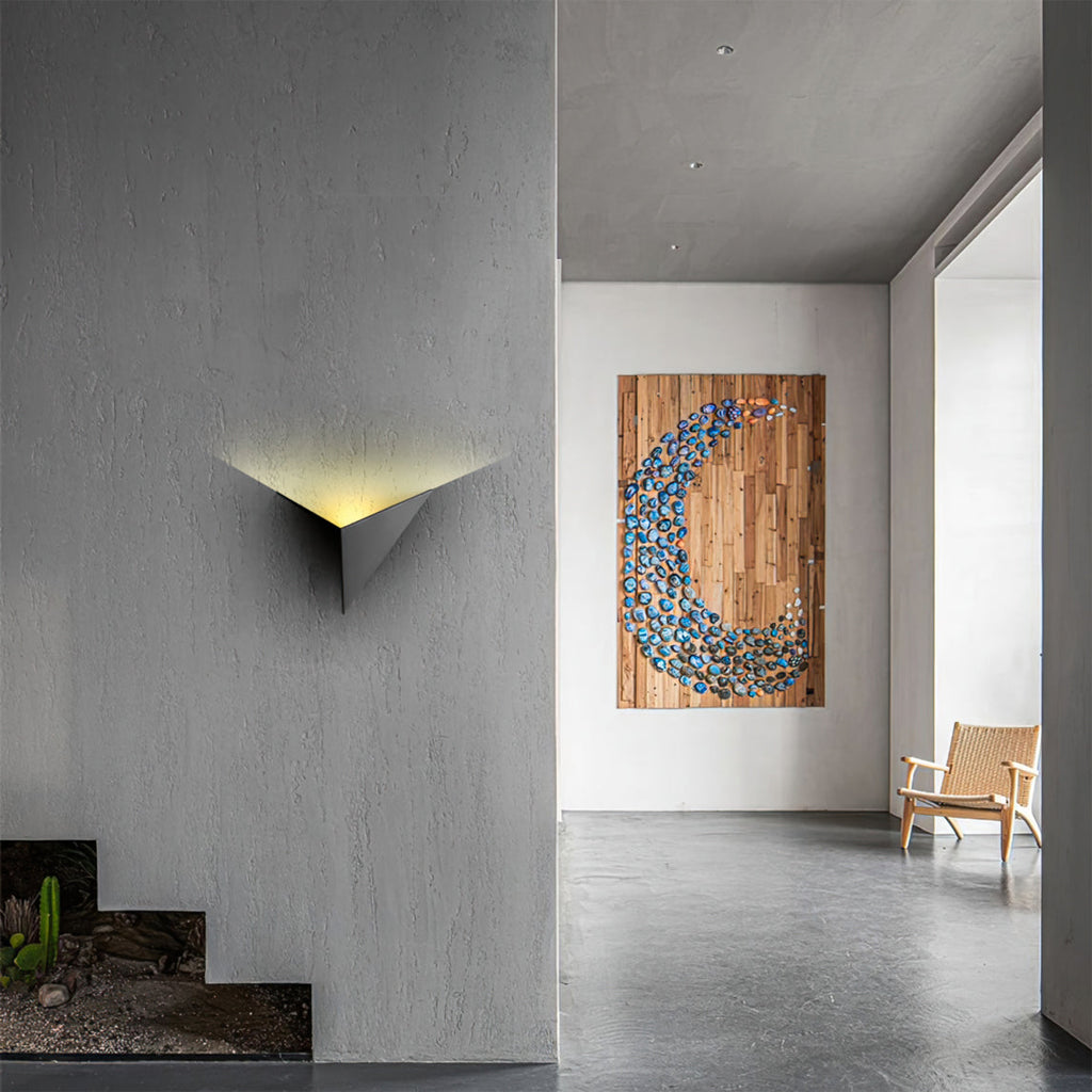 LED Wall Sconce Iron Geometric Triangle 550 Lumens Adjustable Color Temperature Hardwired