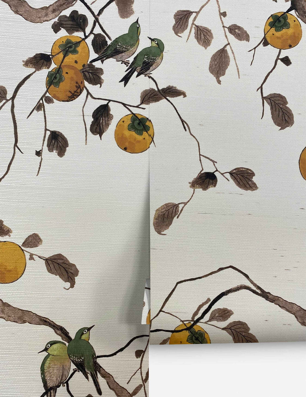 Persimmon Birds Grasscloth Wallpaper by Nathan Turner