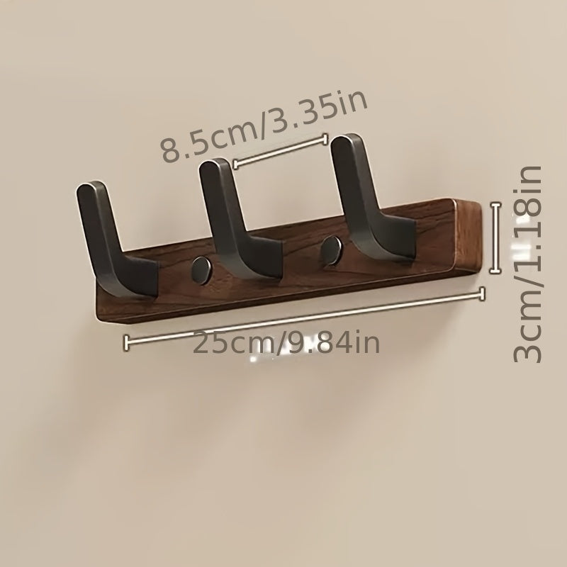 WalnutArm: Wall-Mounted Coat Rack – Stylish Wooden Hooks with Black Metal, Decorative & Durable for Hallway & Bedroom