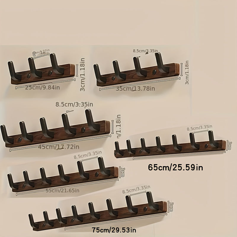 WalnutArm: Wall-Mounted Coat Rack – Stylish Wooden Hooks with Black Metal, Decorative & Durable for Hallway & Bedroom
