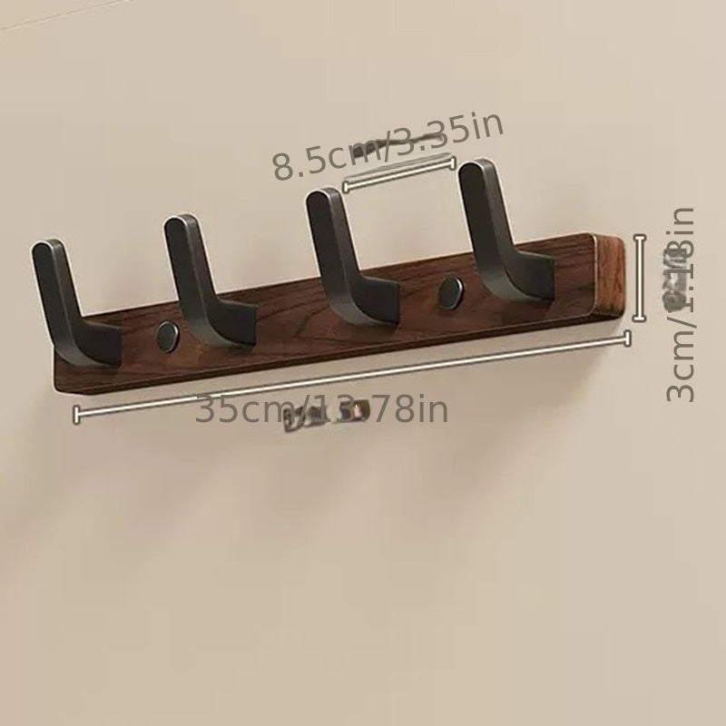 WalnutArm: Wall-Mounted Coat Rack – Stylish Wooden Hooks with Black Metal, Decorative & Durable for Hallway & Bedroom