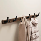 WalnutArm: Wall-Mounted Coat Rack – Stylish Wooden Hooks with Black Metal, Decorative & Durable for Hallway & Bedroom