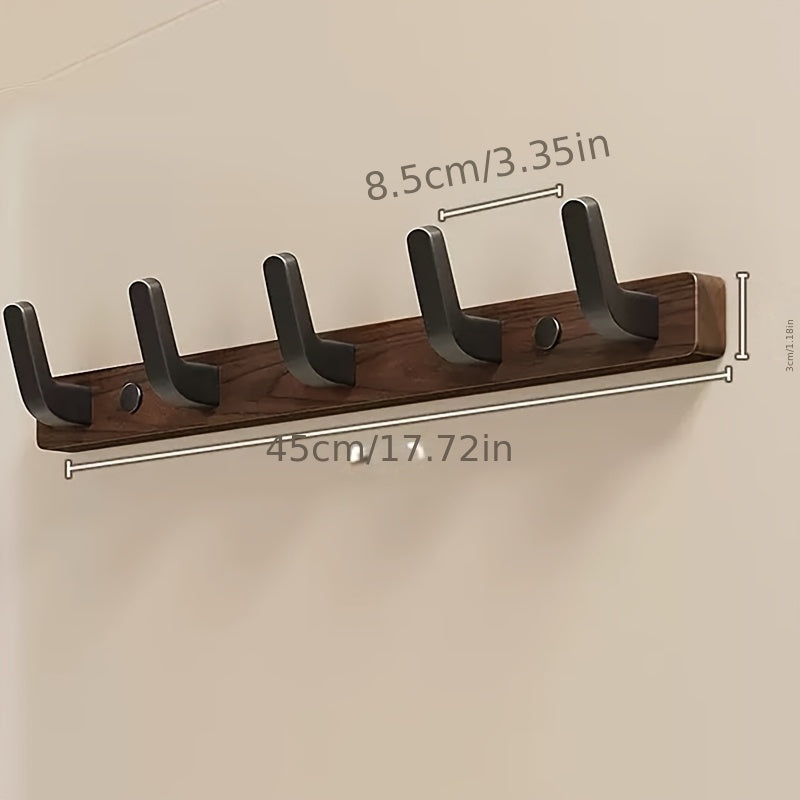 WalnutArm: Wall-Mounted Coat Rack – Stylish Wooden Hooks with Black Metal, Decorative & Durable for Hallway & Bedroom