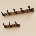 WalnutArm: Wall-Mounted Coat Rack – Stylish Wooden Hooks with Black Metal, Decorative & Durable for Hallway & Bedroom