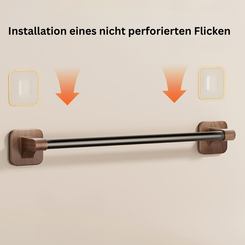 WalnutStyle: Towel Holder Bathroom – Elegant Aluminum Holder in Wood Look, Space-Saving & Decorative Without Drilling