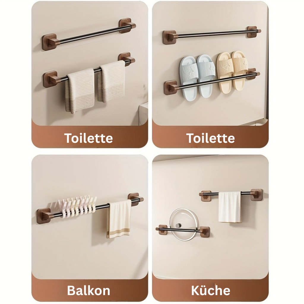 WalnutStyle: Towel Holder Bathroom – Elegant Aluminum Holder in Wood Look, Space-Saving & Decorative Without Drilling