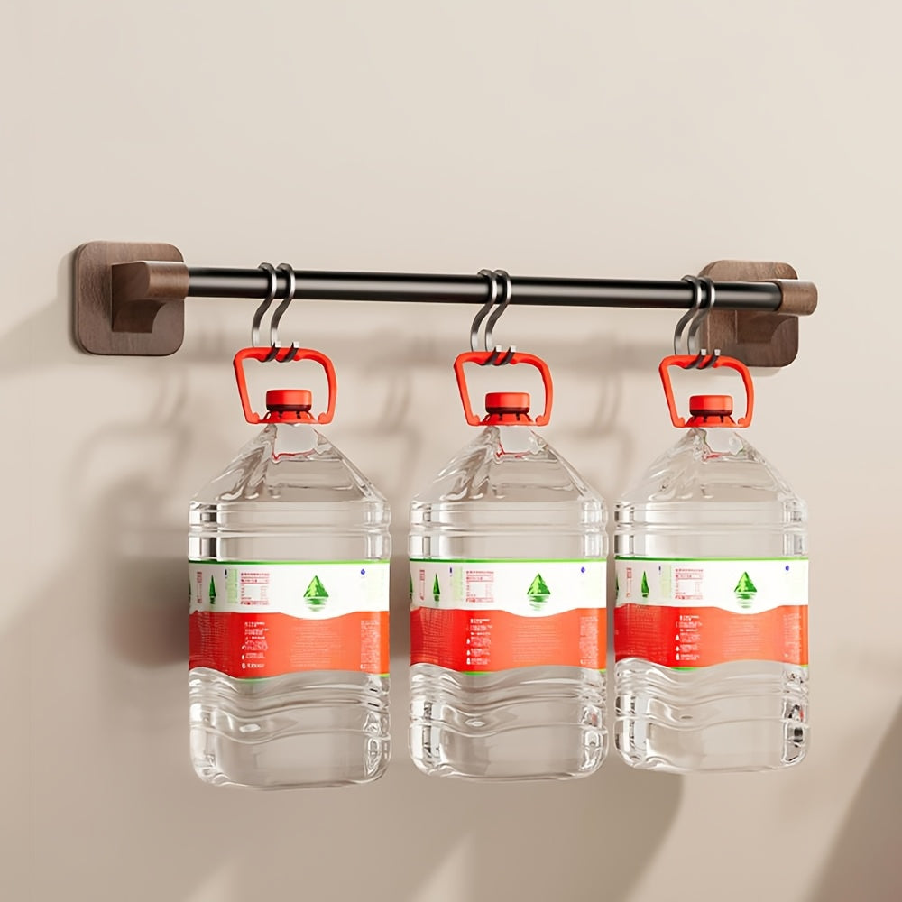 WalnutStyle: Towel Holder Bathroom – Elegant Aluminum Holder in Wood Look, Space-Saving & Decorative Without Drilling