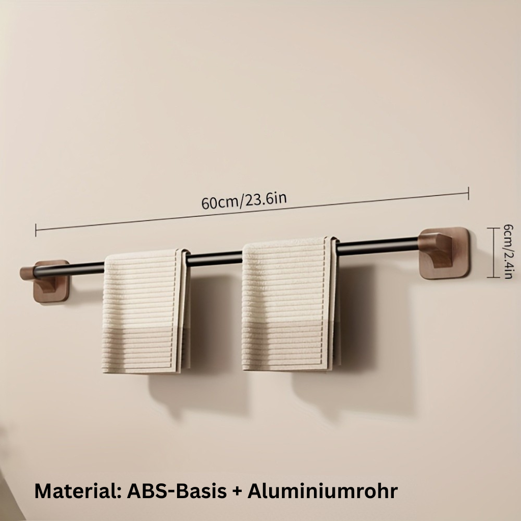 WalnutStyle: Towel Holder Bathroom – Elegant Aluminum Holder in Wood Look, Space-Saving & Decorative Without Drilling