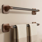 WalnutStyle: Towel Holder Bathroom – Elegant Aluminum Holder in Wood Look, Space-Saving & Decorative Without Drilling