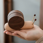 Coasters Natural Walnut Wood Stackable Scandinavian Design