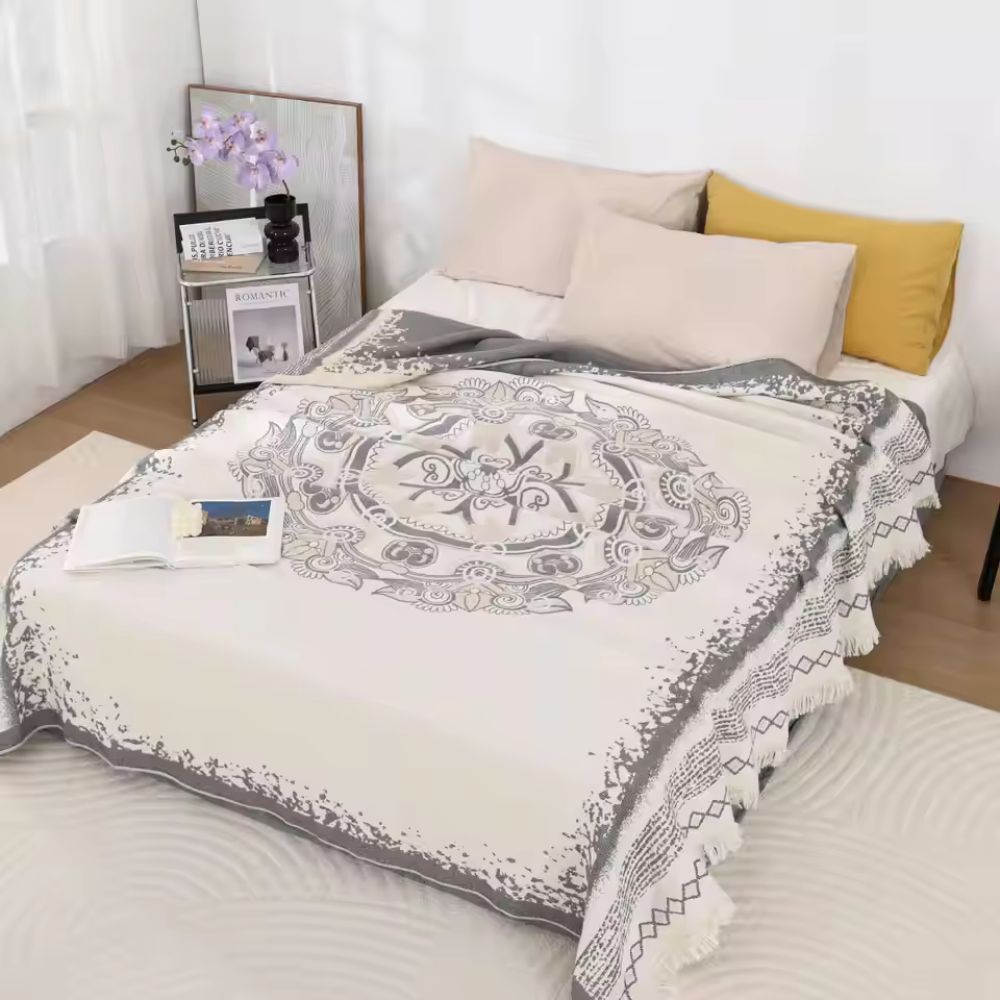 WandernBoho: Stylish Cotton Blanket with Geometric Pattern & Boho Look – for Living & Sleeping Areas
